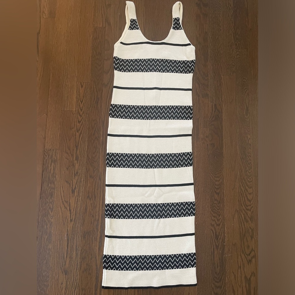 Alice & Olivia Striped Fitted Midi Dress